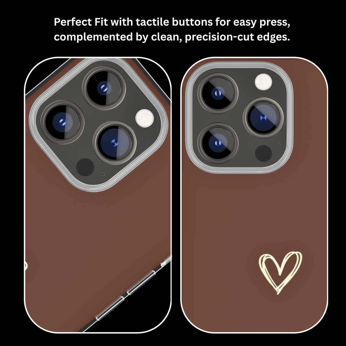 Minimal Brown Heart Doodle Aesthetic Cute Premium Glass Covr