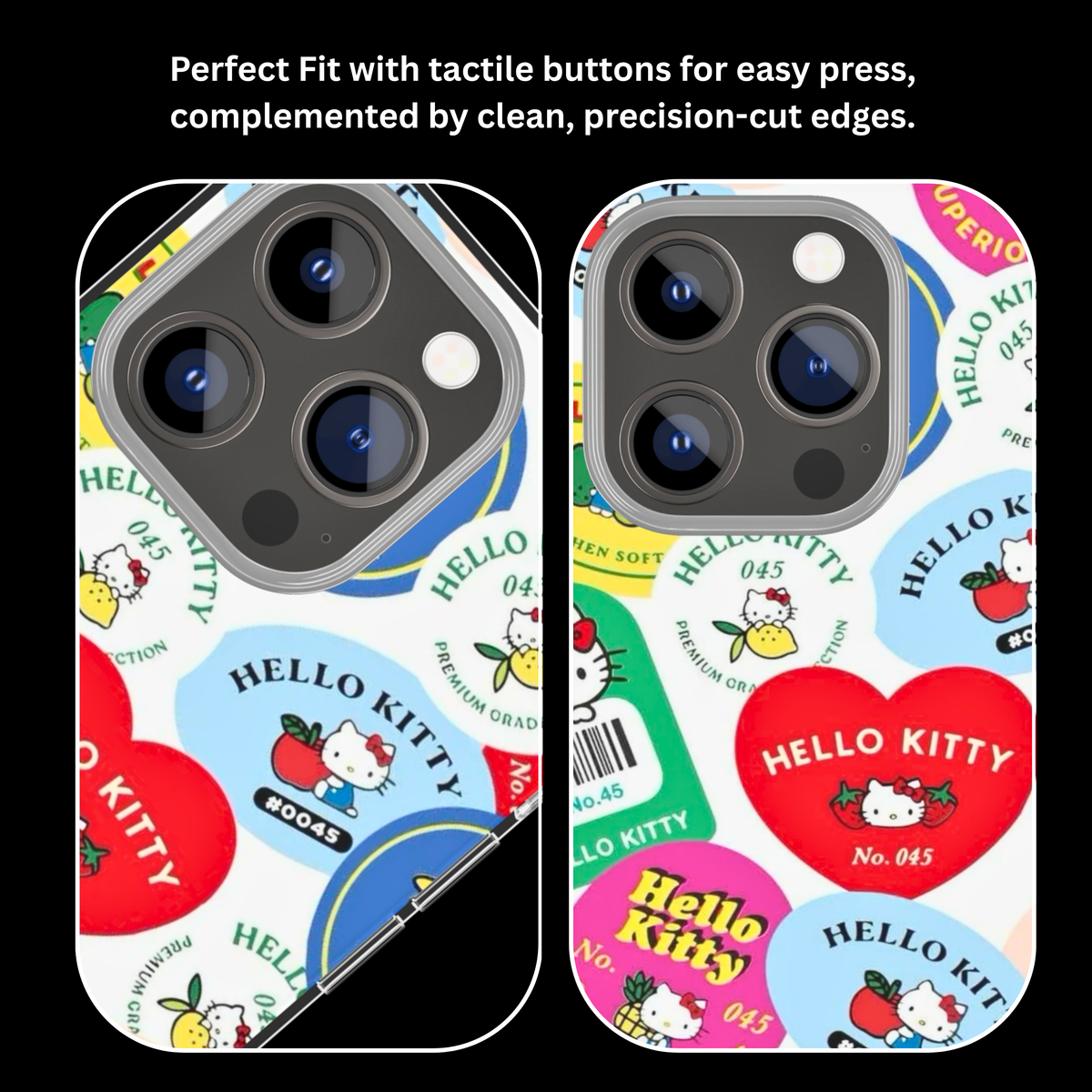 Hello Kitty Colorful Fruit Label Collage Cute Kawaii Premium Glass Covr