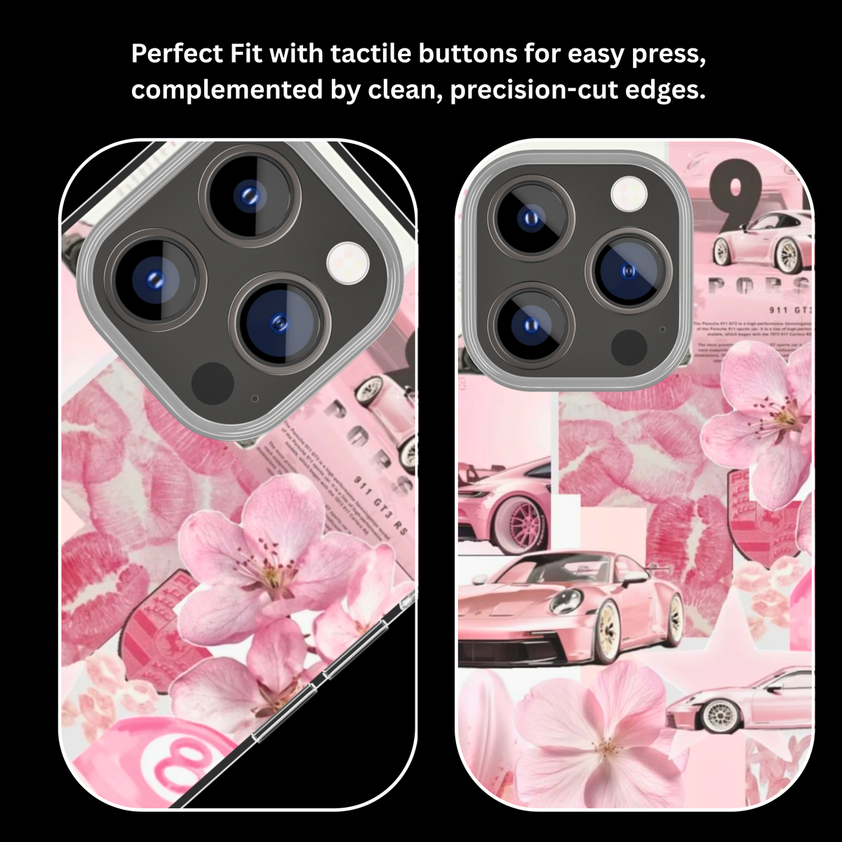 Pink Porsche Aesthetic Premium Glass Phone Covr