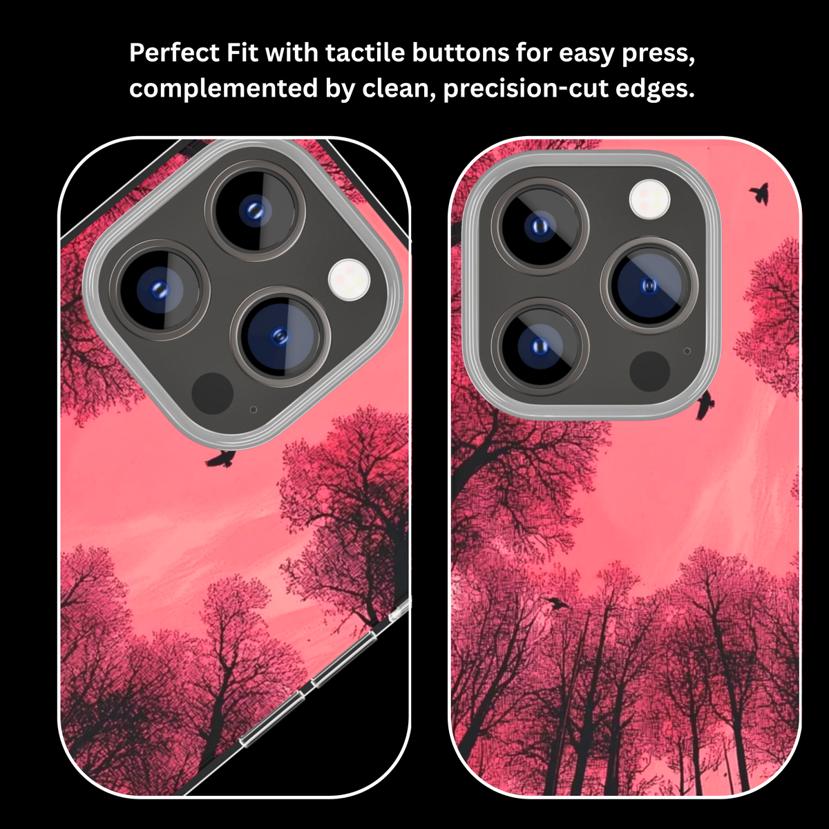 Pink Sunset Forest Silhouette Premium Glass Phone Covr