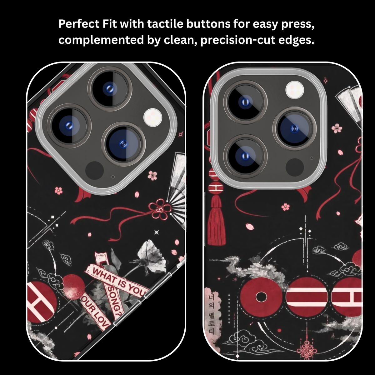 BTS Korean Traditional Art Black Aesthetic Premium Glass Covr