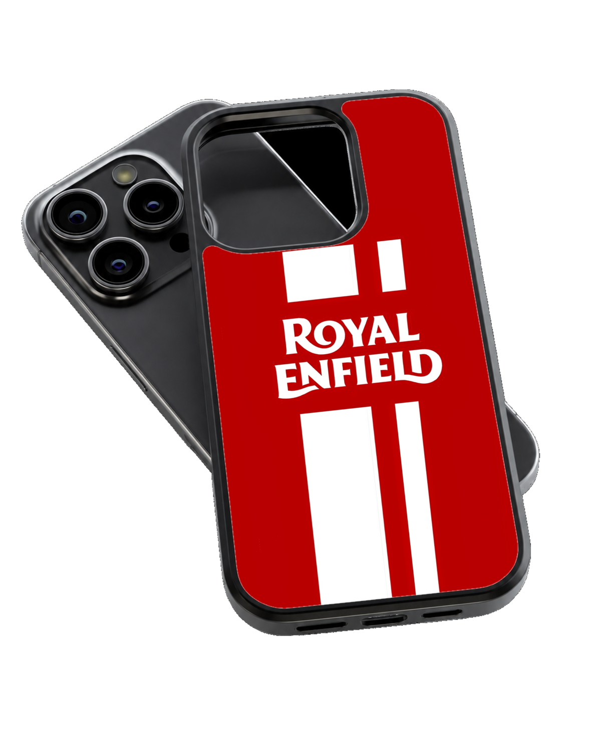 Royal Enfield Classic Motorcycle Red Racing Stripe Premium Glass Covr