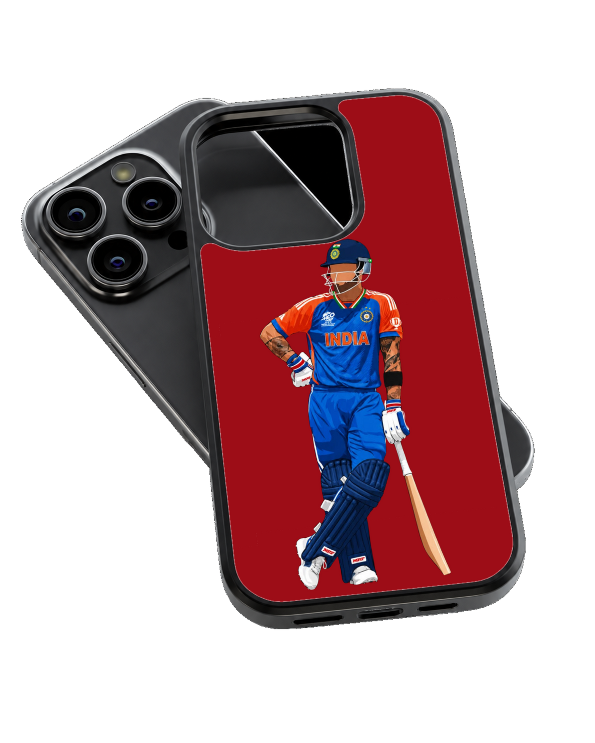 Virat Kohli Silhouette Indian Cricket Premium Glass Covr