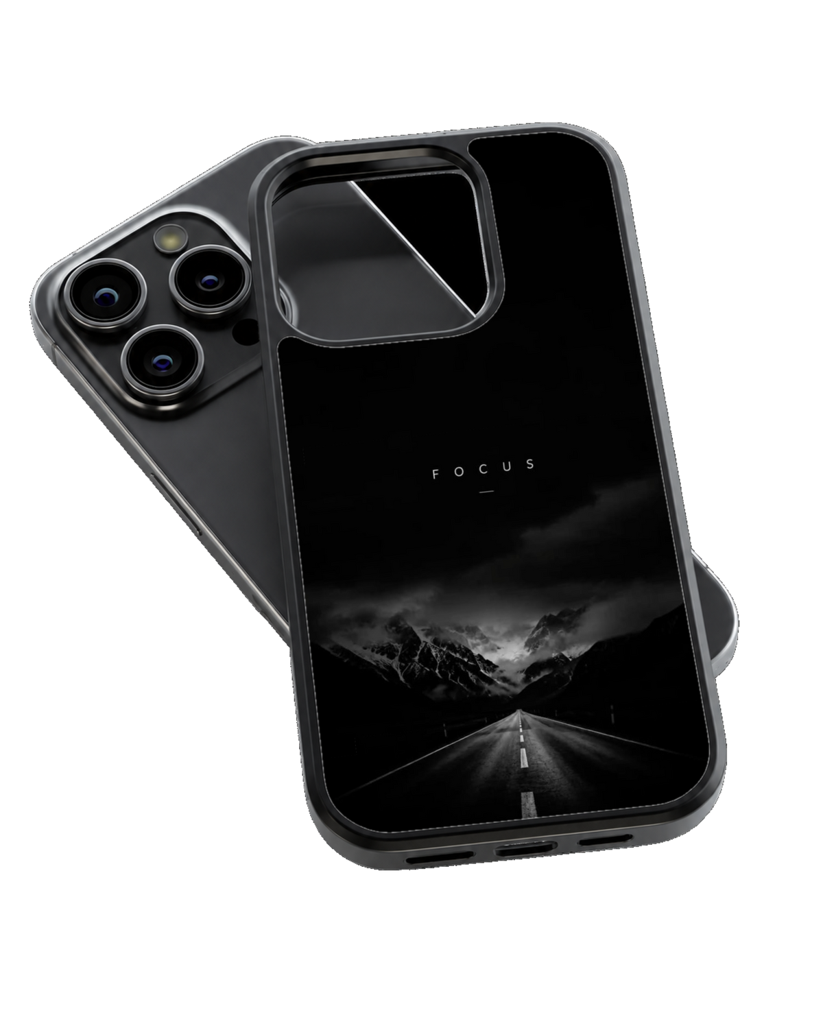 Focus Mountain Road Black & White Minimalist Motivation Premium Glass Covr