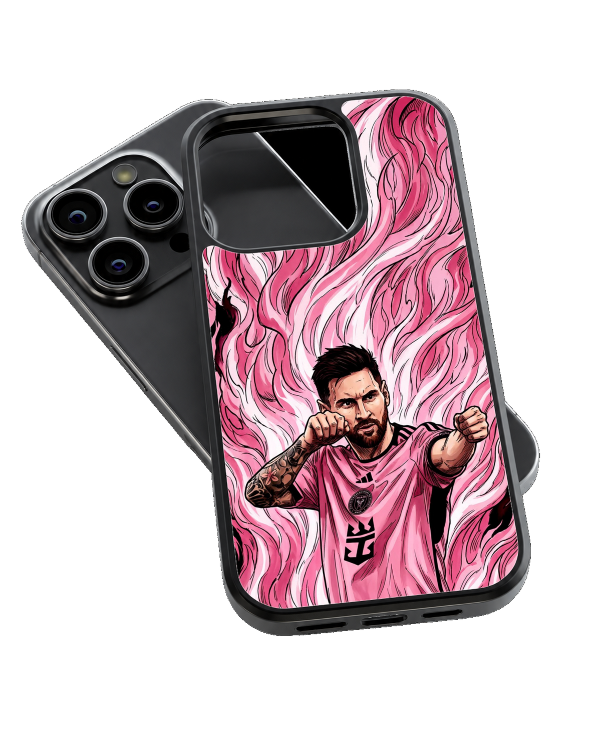 Lionel Messi Inter Miami Pink Jersey Football Anime Art Premium Glass Covr