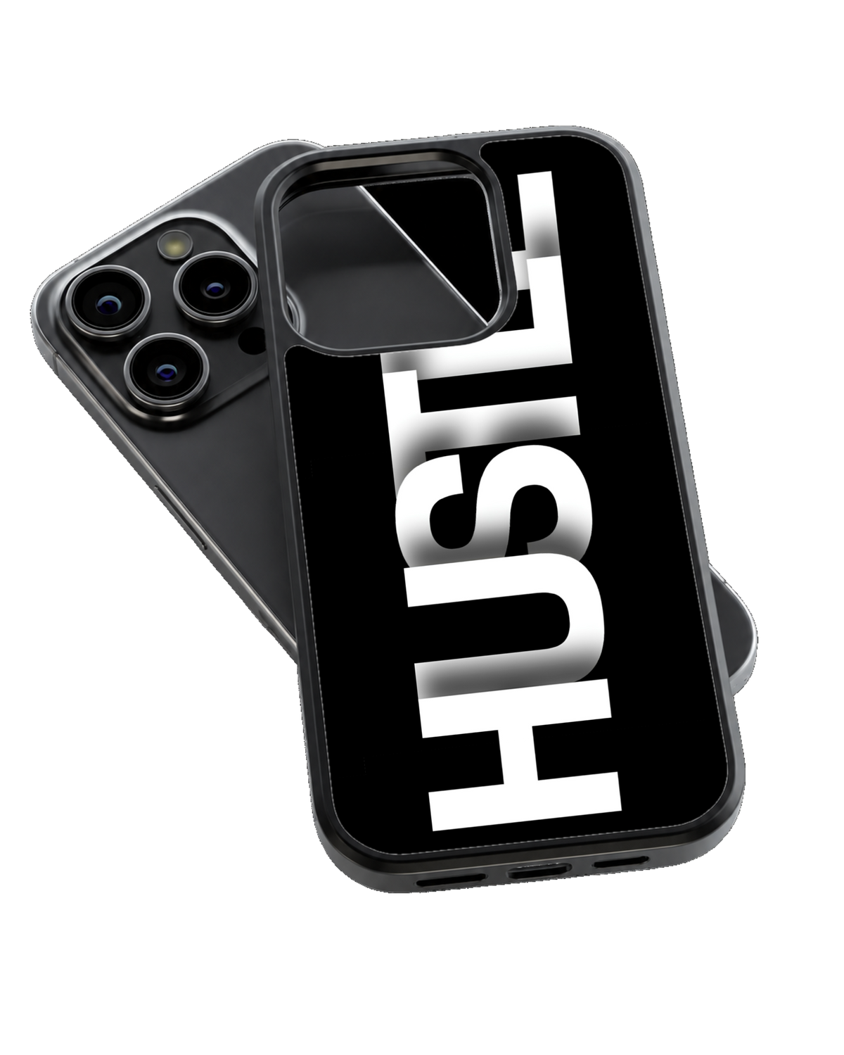 Minimalist Black Hustle Typography Aesthetic Glass Phone Covr