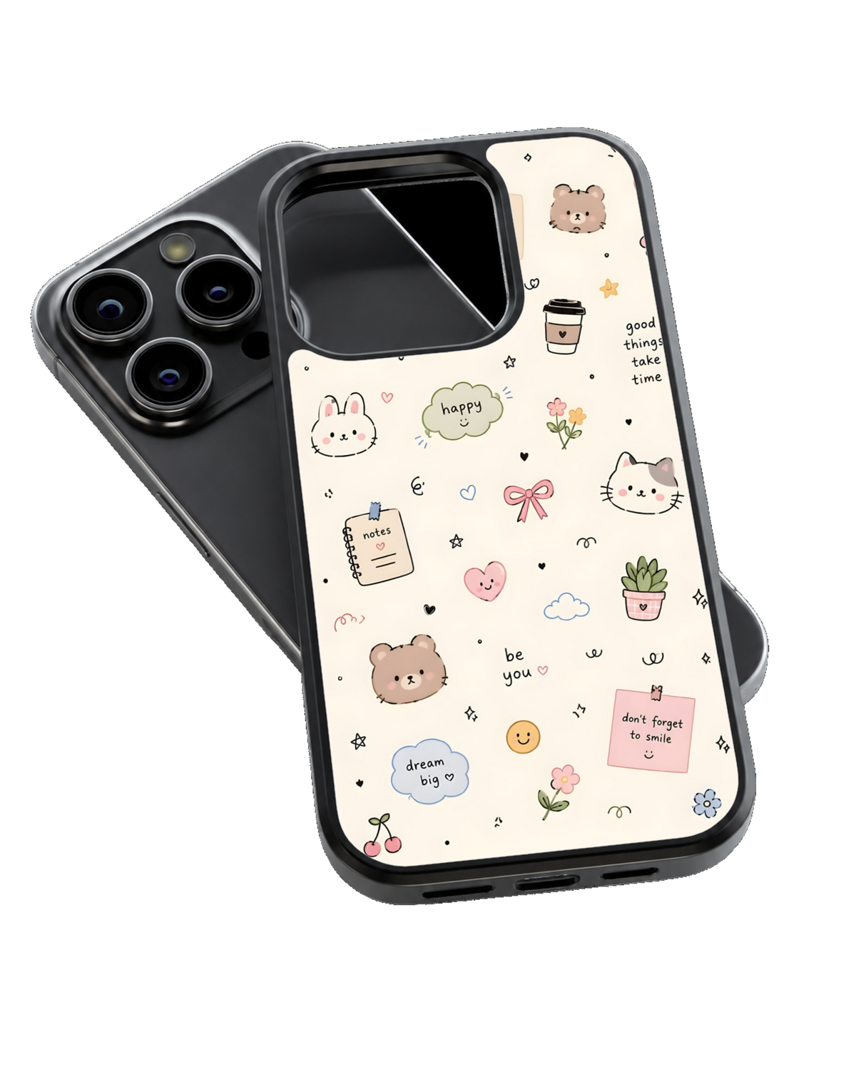 Happy Doodles β Cartoon Premium Glass Phone Covr