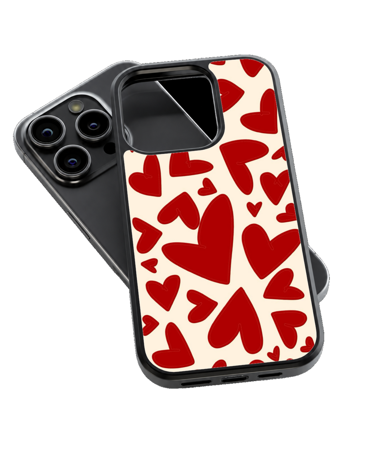 Red Heart Pattern Love Aesthetic Cute Romantic Premium Glass Covr