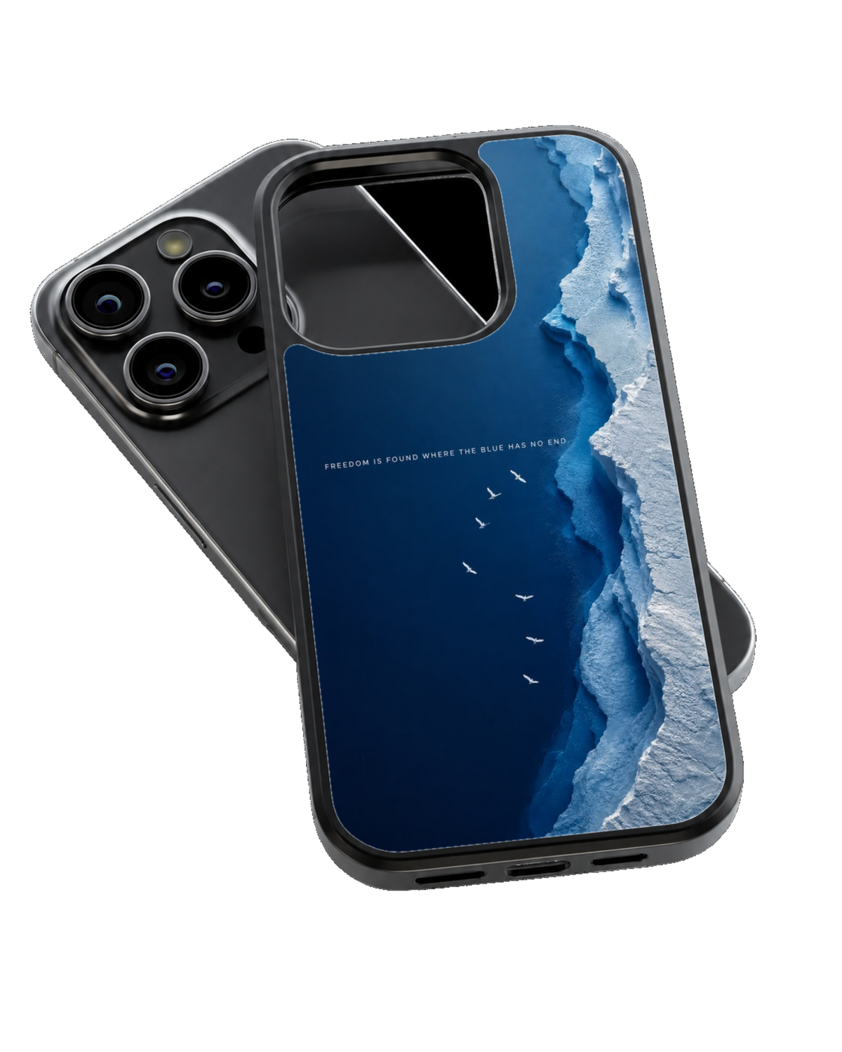 Freedom Blue Ocean Aesthetic Minimalist Nature Premium Glass Covr