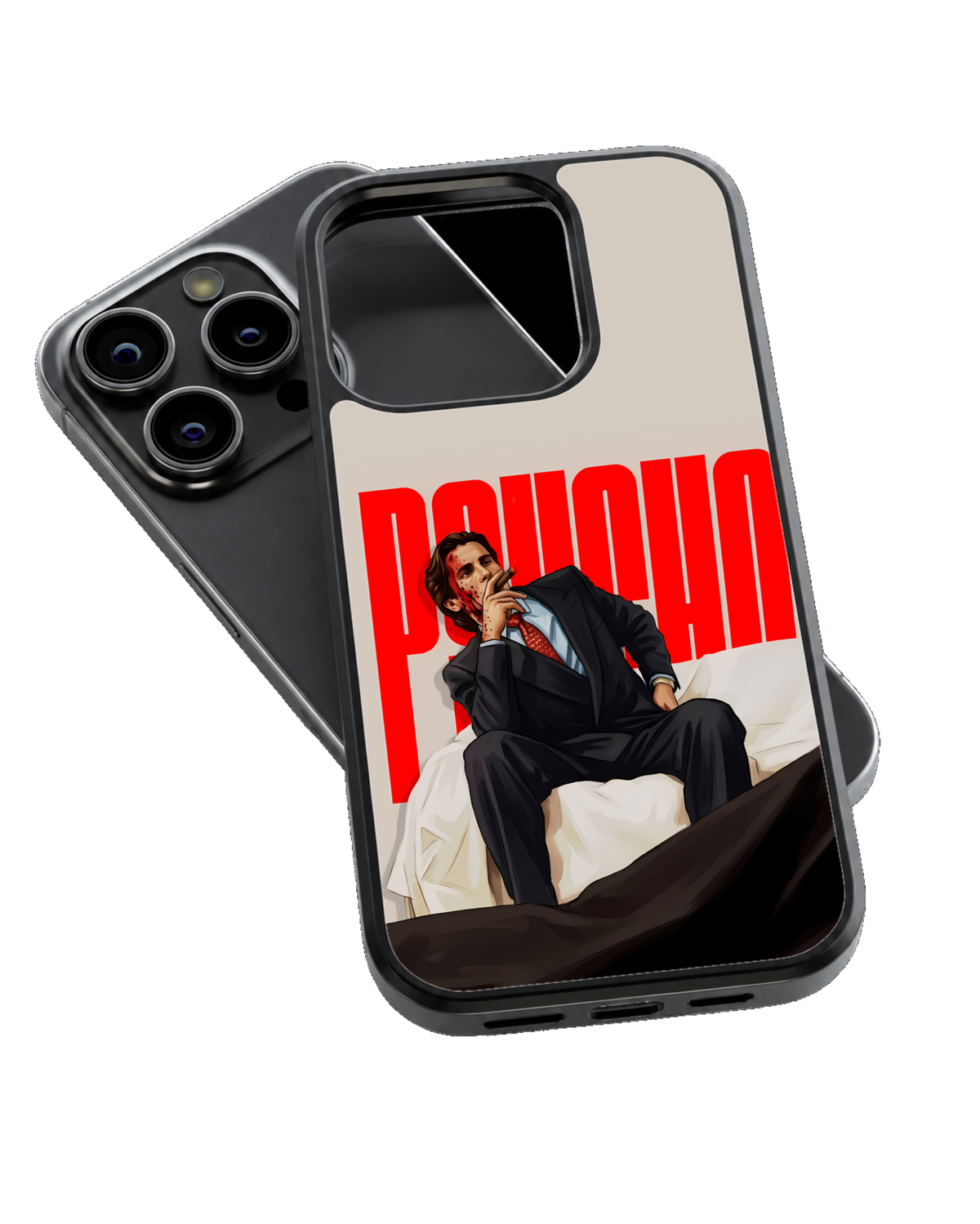 American Psycho Patrick Bateman Red Poster Aesthetic Premium Glass Covr