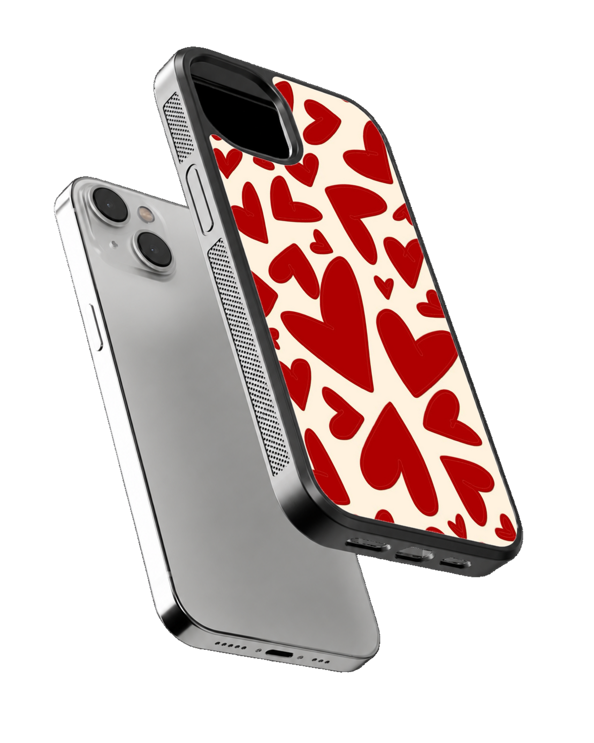 Red Heart Pattern Love Aesthetic Cute Romantic Premium Glass Covr