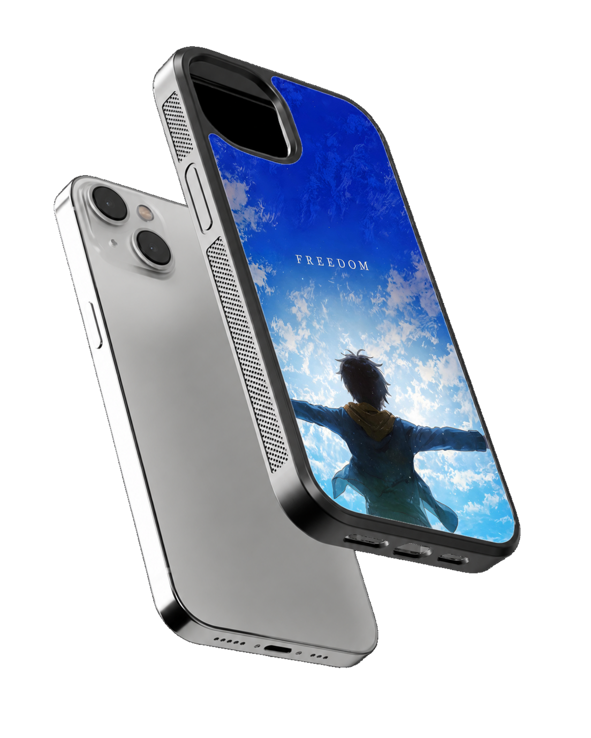 Eren Yeager AOT Freedom Blue Theme Glass Phone Covr