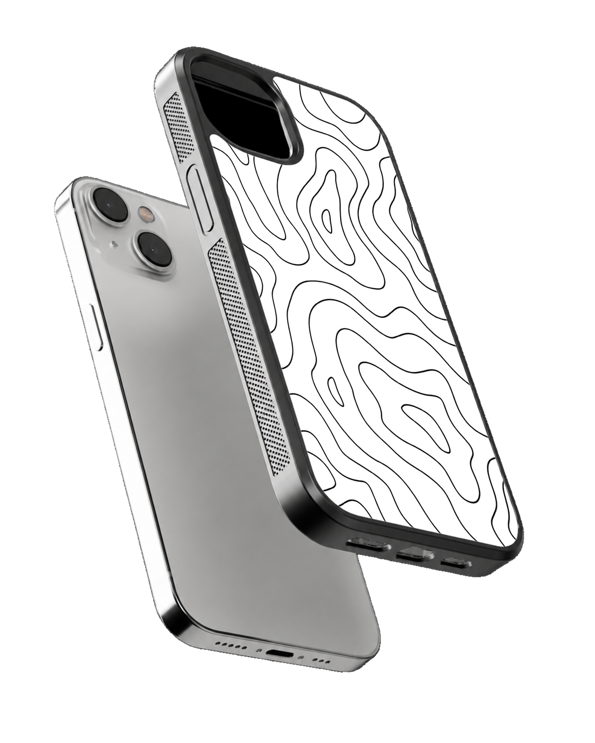Black & White Topographic Contour Lines Premium Glass Phone Covr