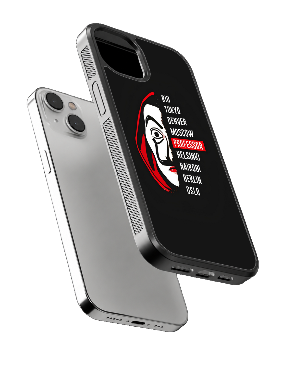 Money Heist Black & Red Graphic Premium Glass Covr
