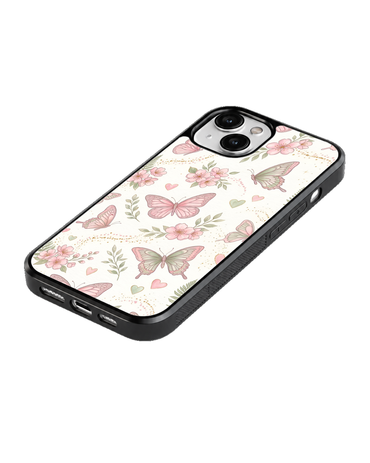 Butterfly Bloom โ Pink Butterfly Floral Premium Glass Phone Covr