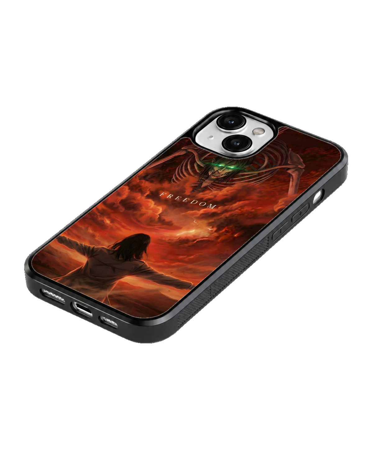 Eren Yeager AOT Freedom Red Theme Glass Phone Covr