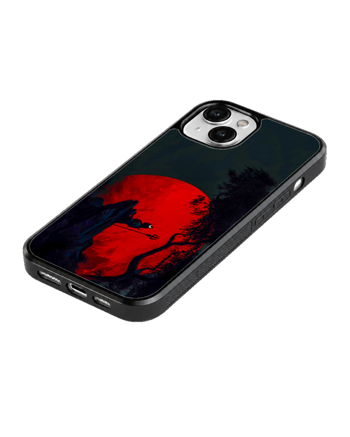 Mahadev Shiva Trishul Red Moon Night Silhouette Spiritual Premium Glass Covr