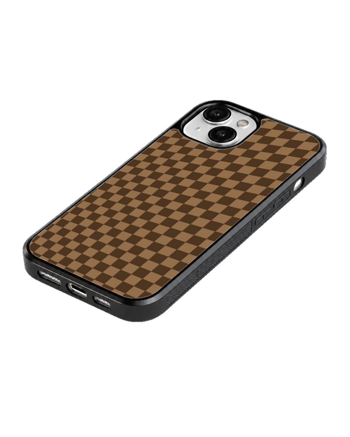 Brown Checkerboard Aesthetic Retro Minimalist Premium Glass Covr
