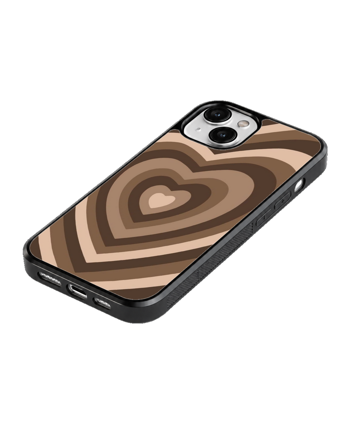 Brown Coquette Heart Pattern Aesthetic Minimalist Premium Glass Covr