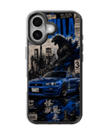Blue Nissan GTR R34 & Godzilla Japanese Street Racing Premium Glass Covr