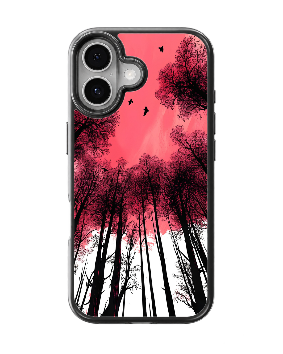 Pink Sunset Forest Silhouette Premium Glass Phone Covr