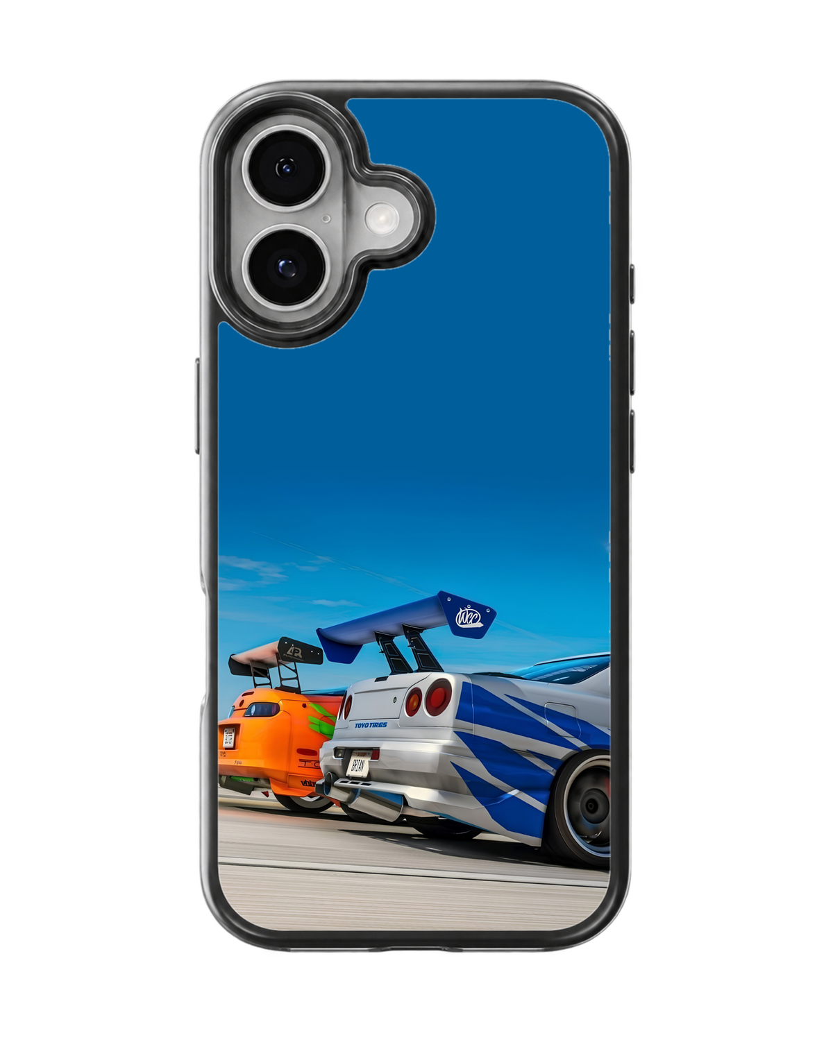 Tokyo Drift JDM Racing Cars Orange & Blue Street Racing Premium Glass Covr