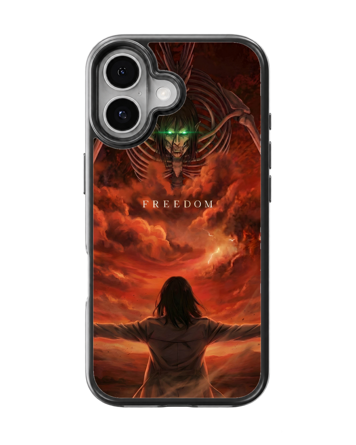Eren Yeager AOT Freedom Red Theme Glass Phone Covr