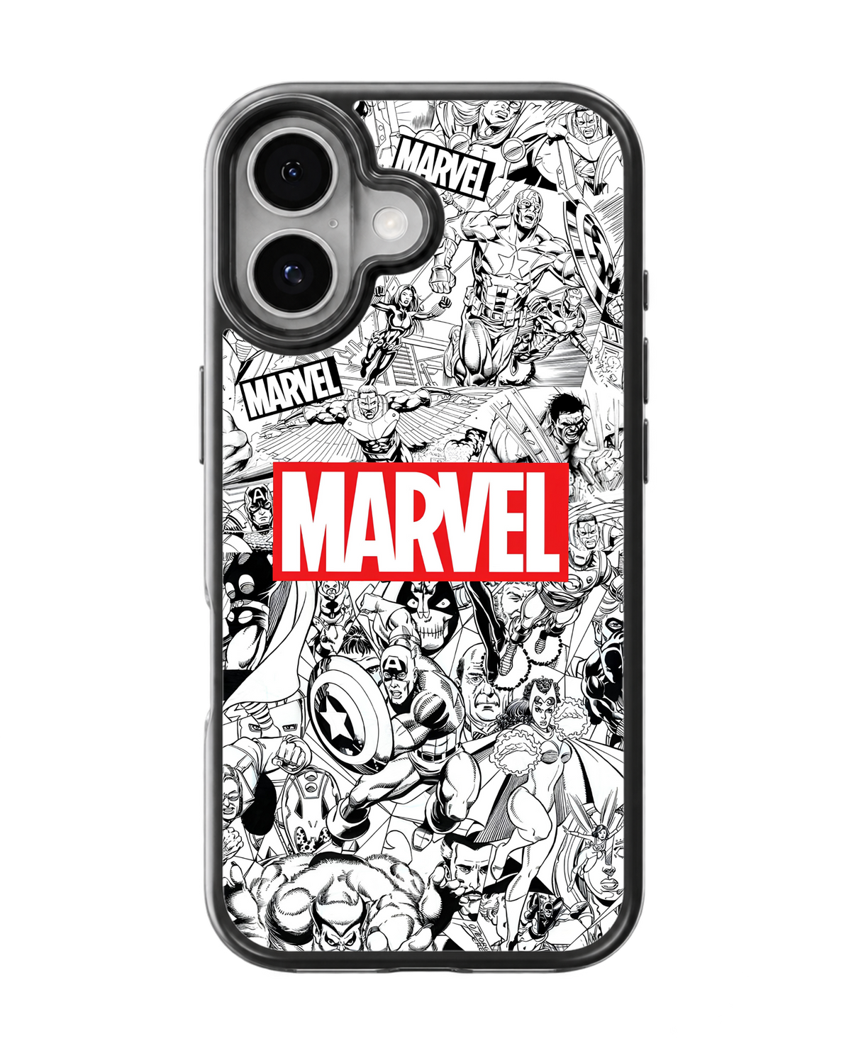 Marvel Comic Black & White Aesthetic Glass Phone Covr