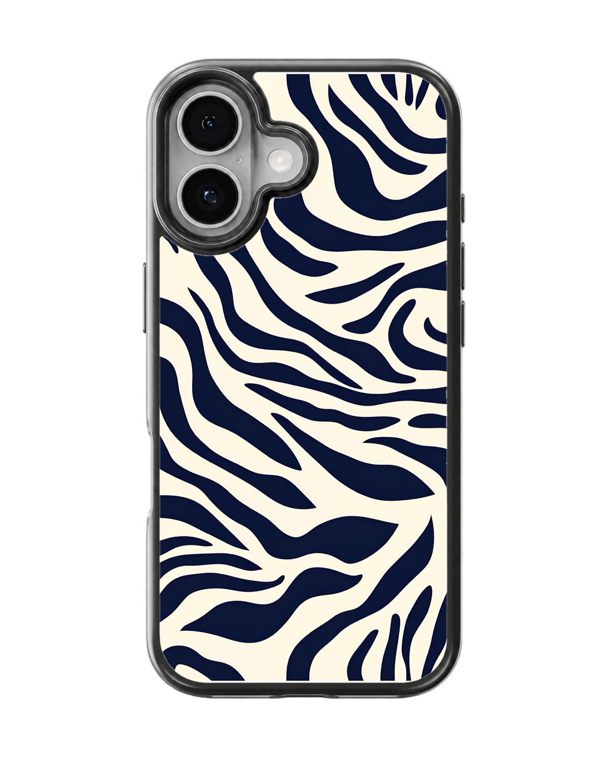 Navy Blue Zebra Print Abstract Animal Pattern Premium Glass Covr