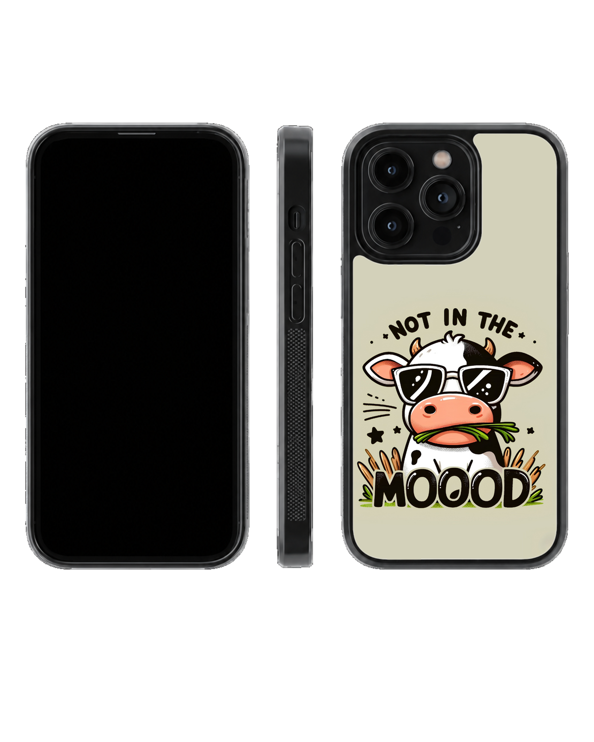 Not in the Mood Cow Aesthetic Glass Phone Covr