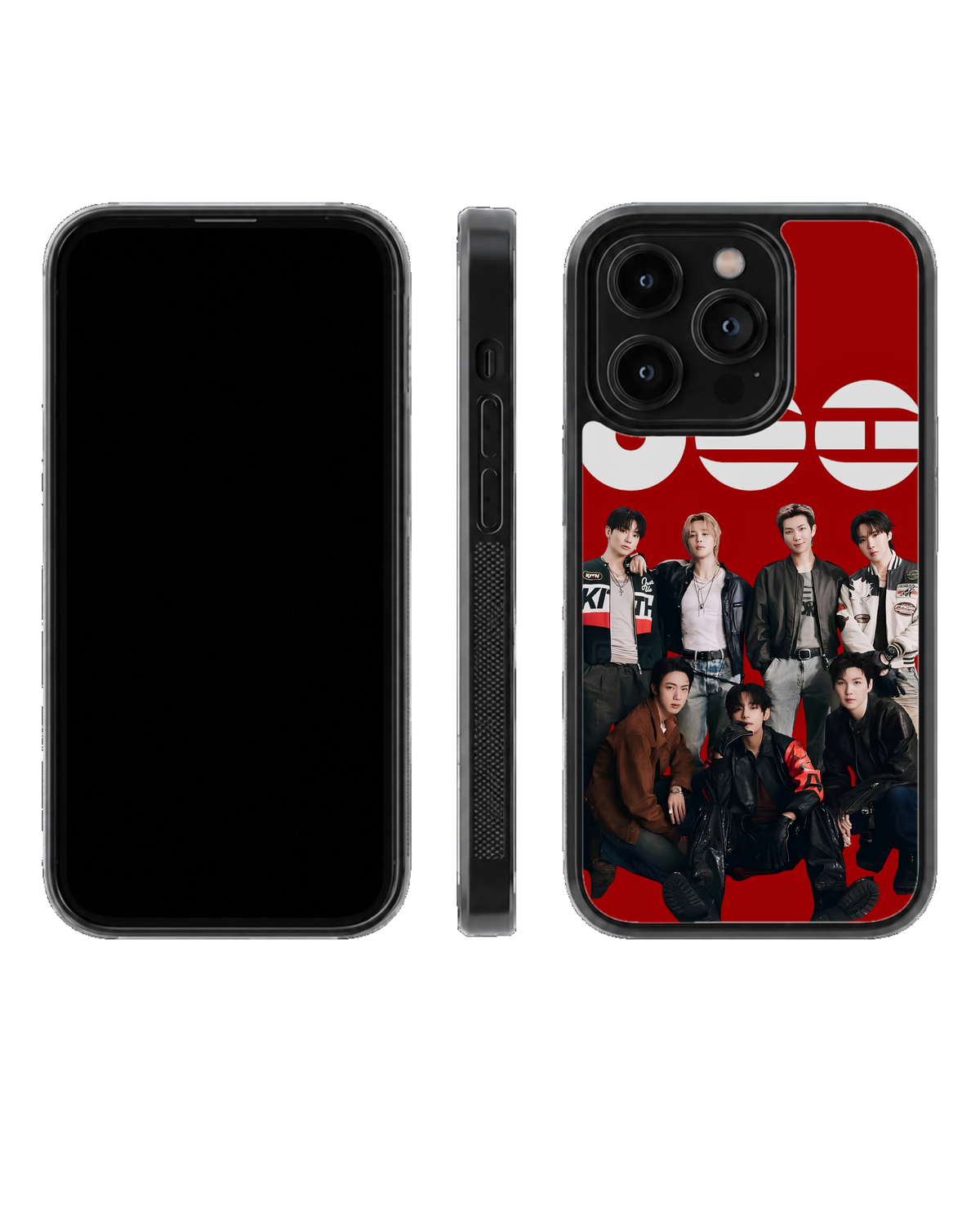 BTS Red Logo Group Photo K-Pop Aesthetic Premium Glass Covr