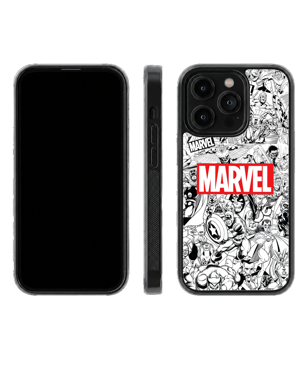 Marvel Comic Black & White Aesthetic Glass Phone Covr