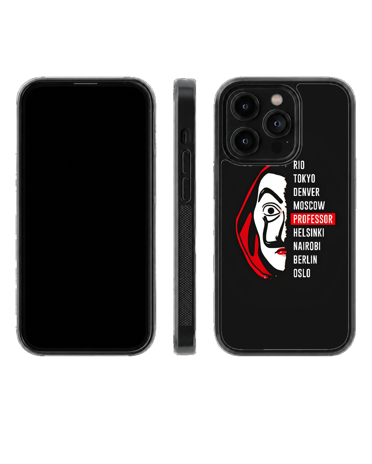Money Heist Black & Red Graphic Premium Glass Covr