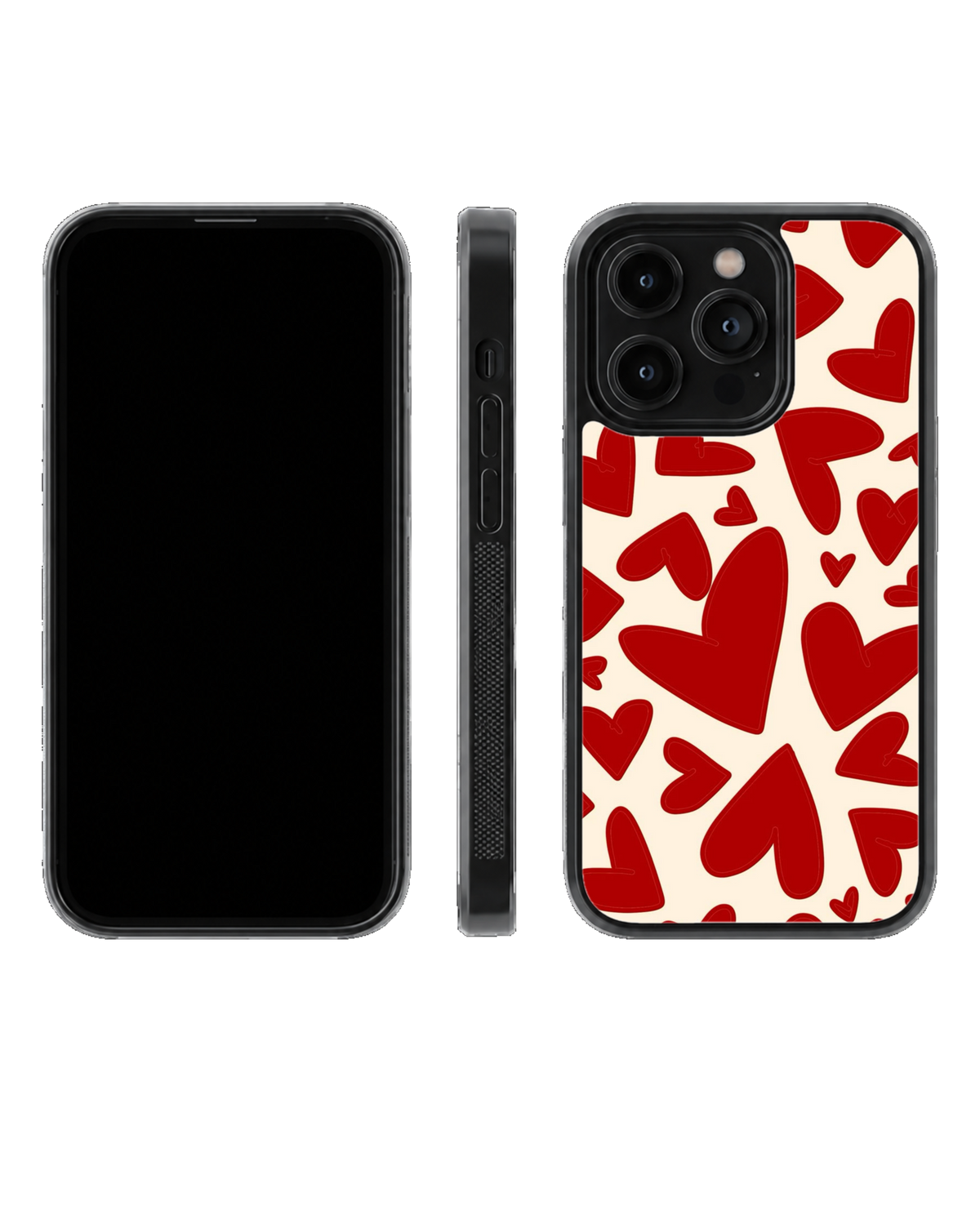 Red Heart Pattern Love Aesthetic Cute Romantic Premium Glass Covr
