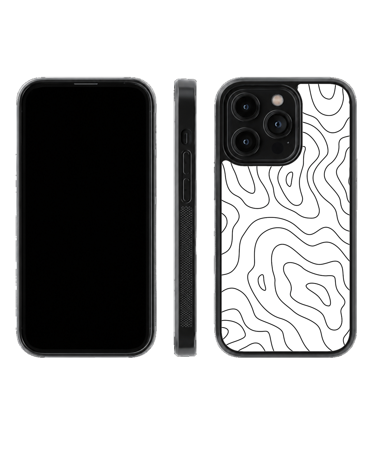 Black & White Topographic Contour Lines Premium Glass Phone Covr