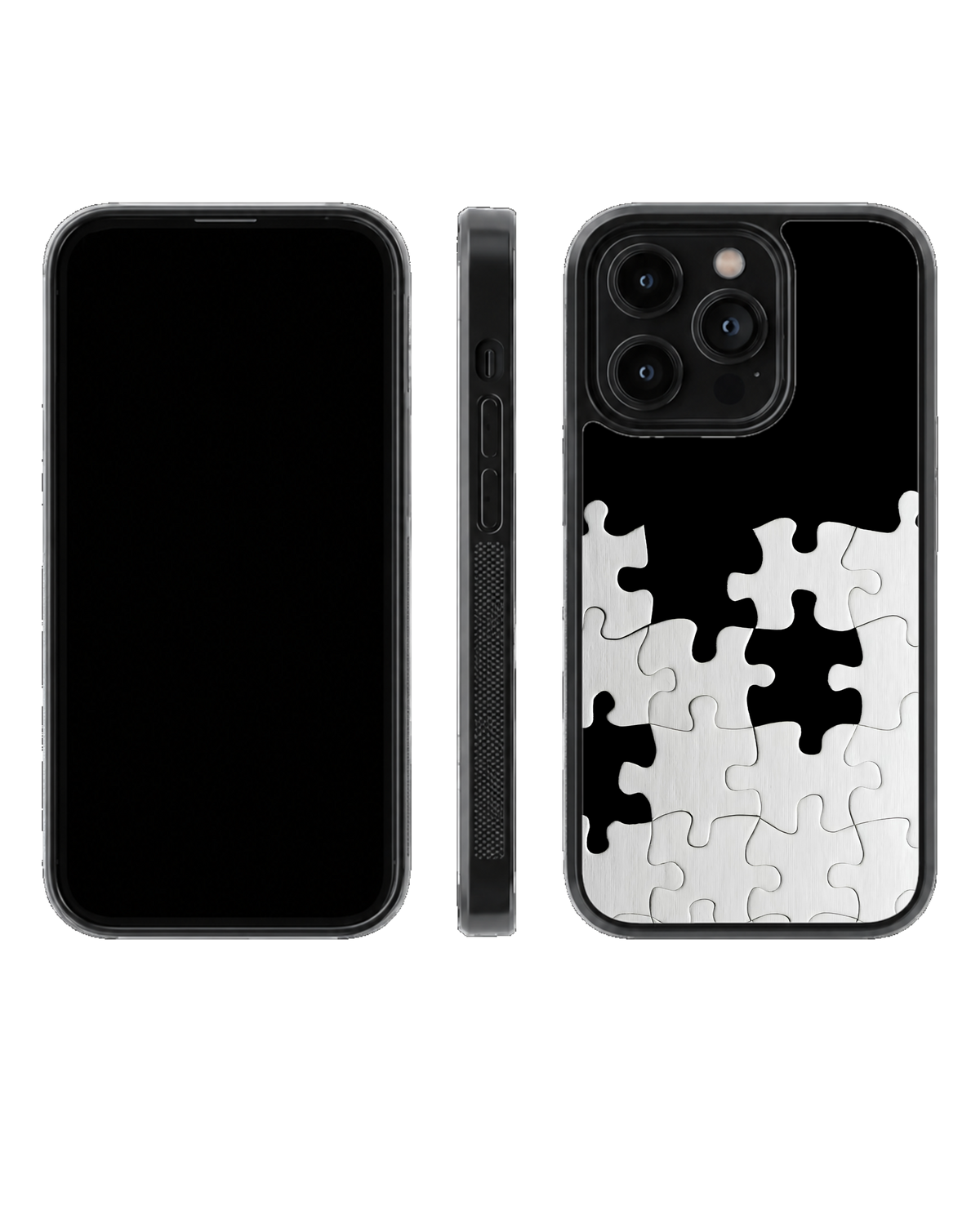 Black & White Puzzle Piece Premium Glass Phone Covr