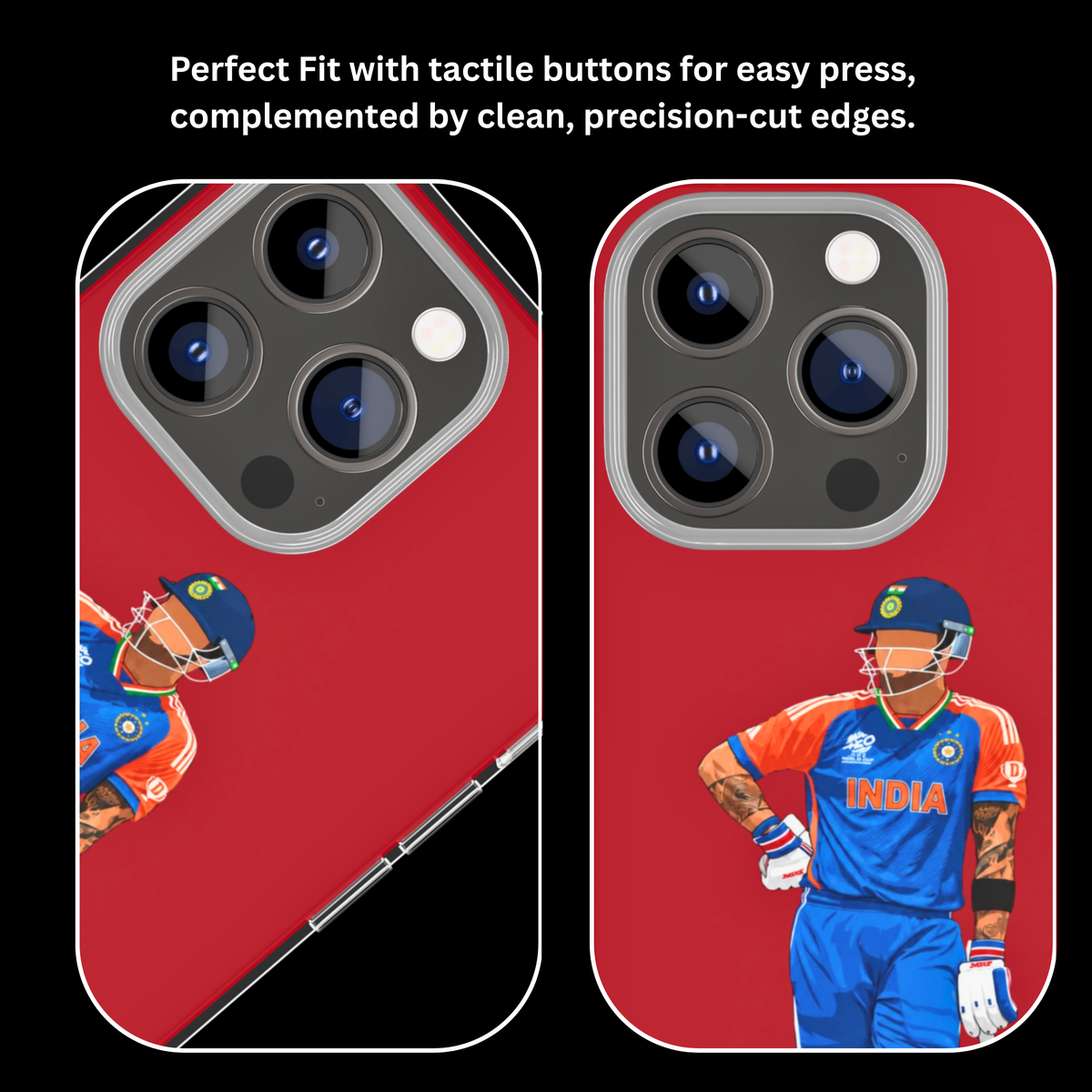 Virat Kohli Silhouette Indian Cricket Premium Glass Covr