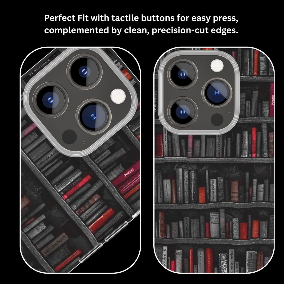 Dark Academia Bookshelf Premium Glass Phone Covr