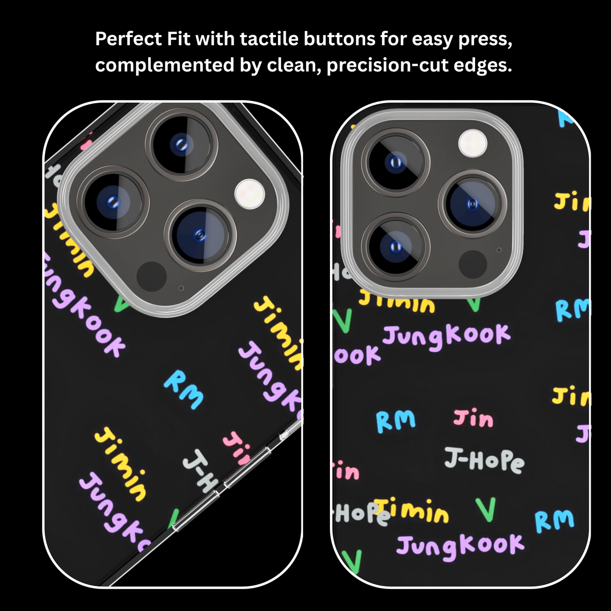 BTS Member Names Black Aesthetic K-Pop Premium Glass Covr