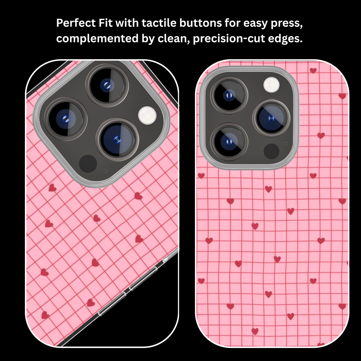 Pink Heart Grid Premium Glass Phone Covr