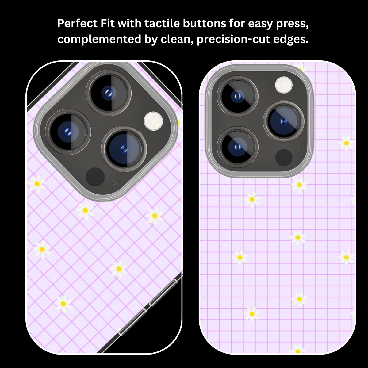 Lavender Grid Floral Aesthetic Glass Phone Covr