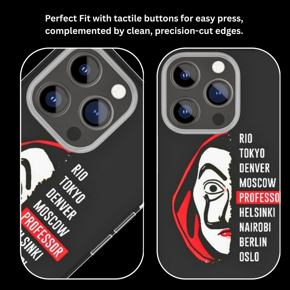 Money Heist Black & Red Graphic Premium Glass Covr