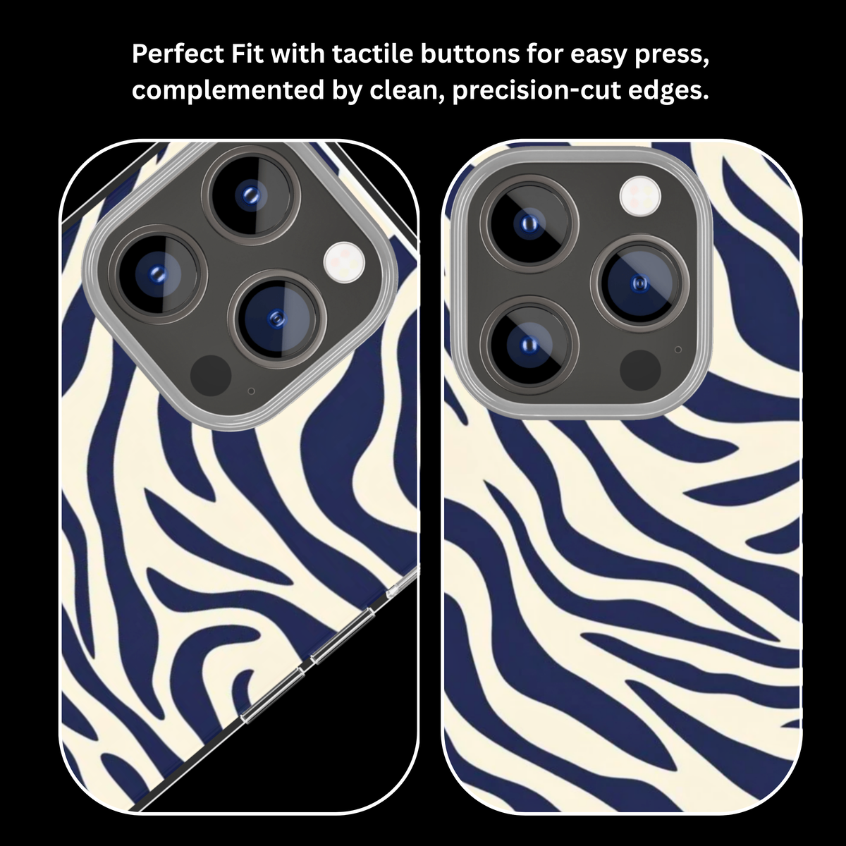Navy Blue Zebra Print Abstract Animal Pattern Premium Glass Covr