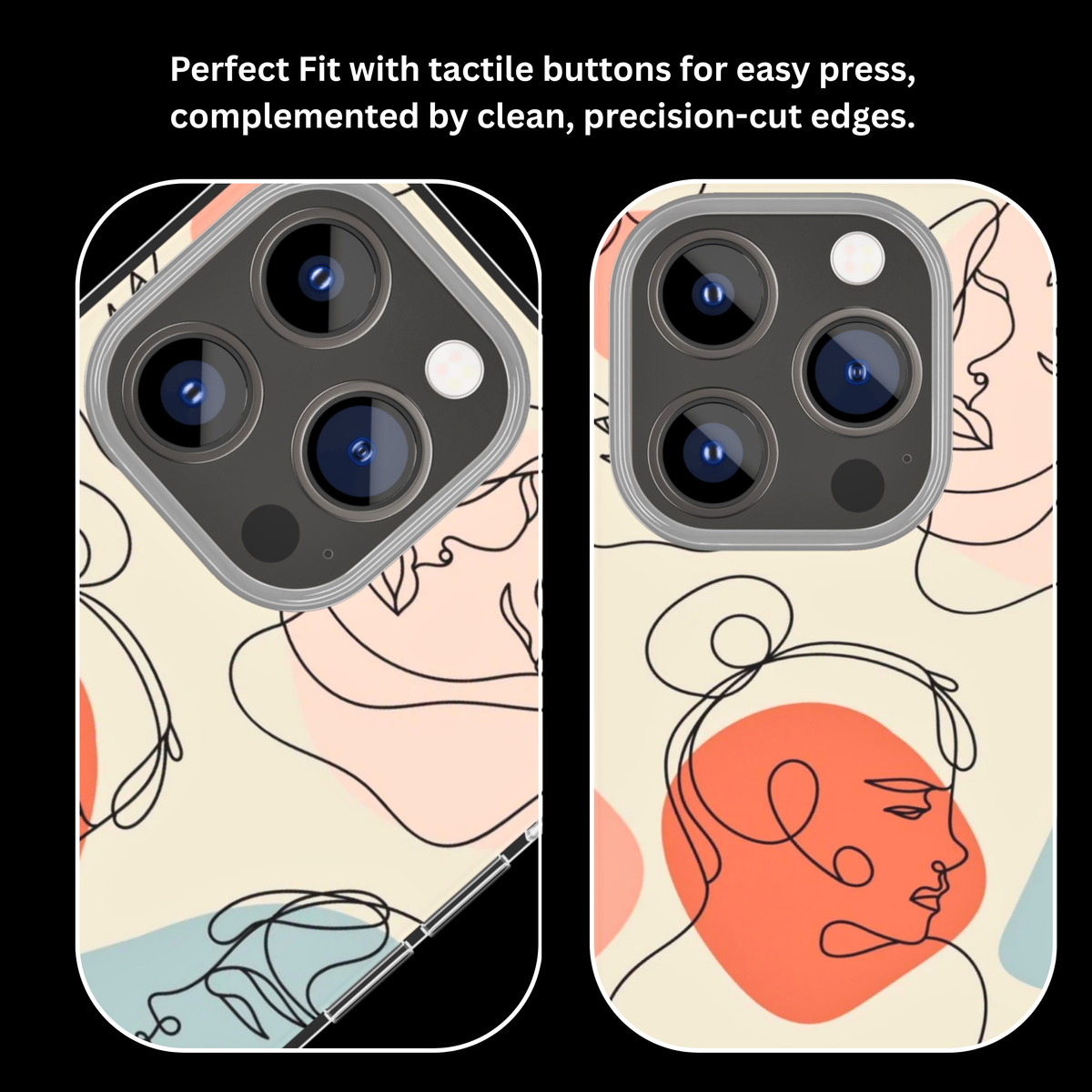 Abstract Line Art Faces Premium Glass Phone Covr
