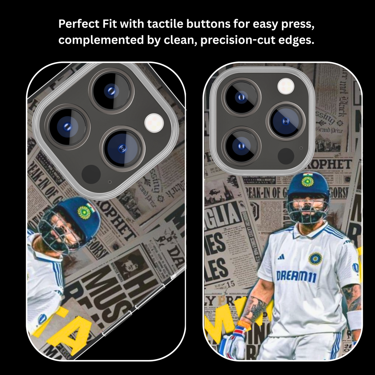 Virat Kohli Test Cricket Newspaper Premium Glass Covr