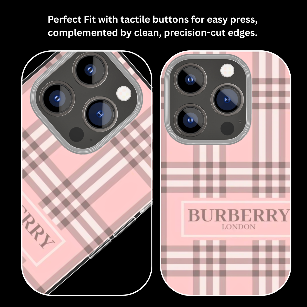 Burberry London Pink Check Plaid Luxury Fashion Premium Glass Covr