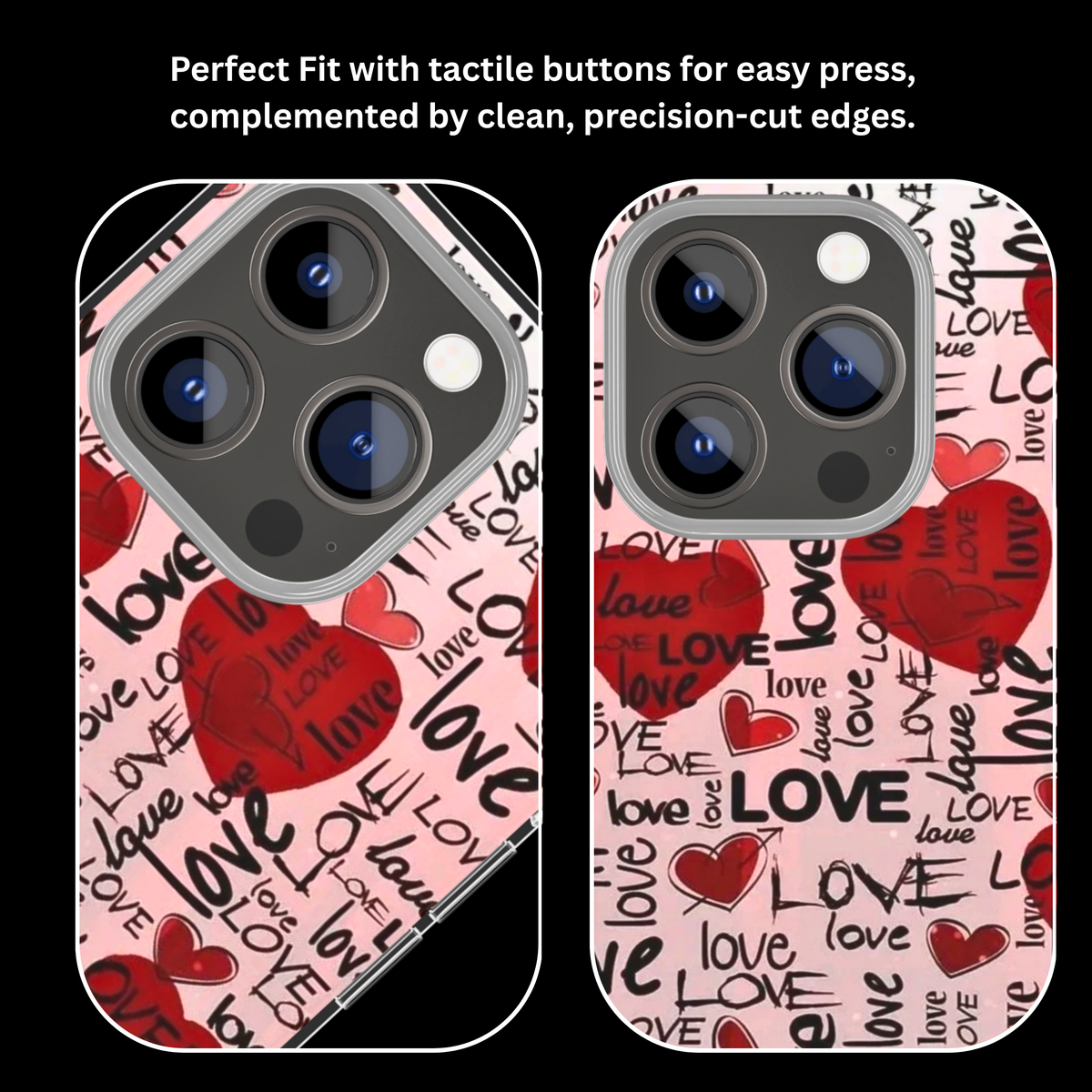 Cute Red Heart & Love Print Aesthetic Phone Covr