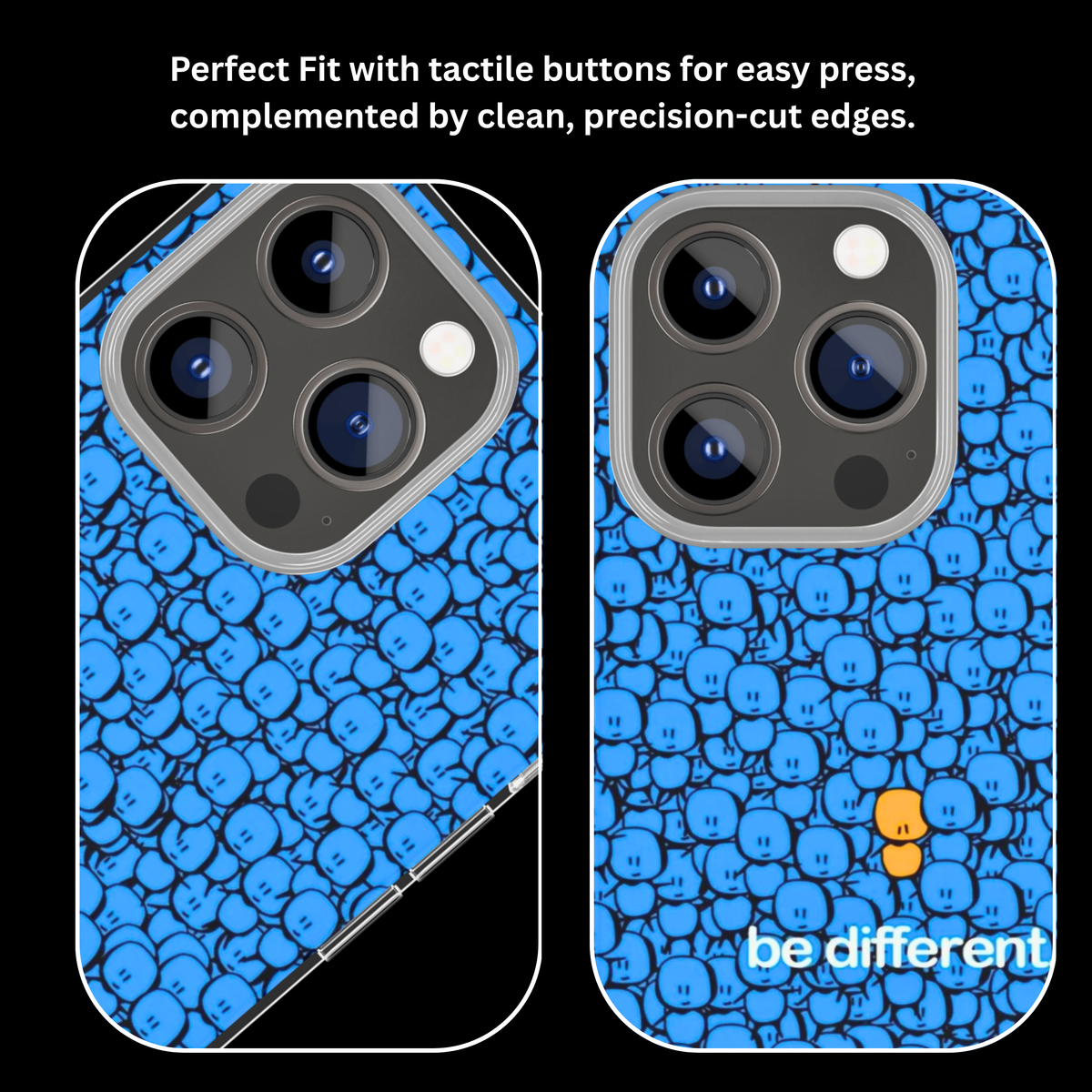 Be Different Blue Smiley Character Premium Glass Phone Covr