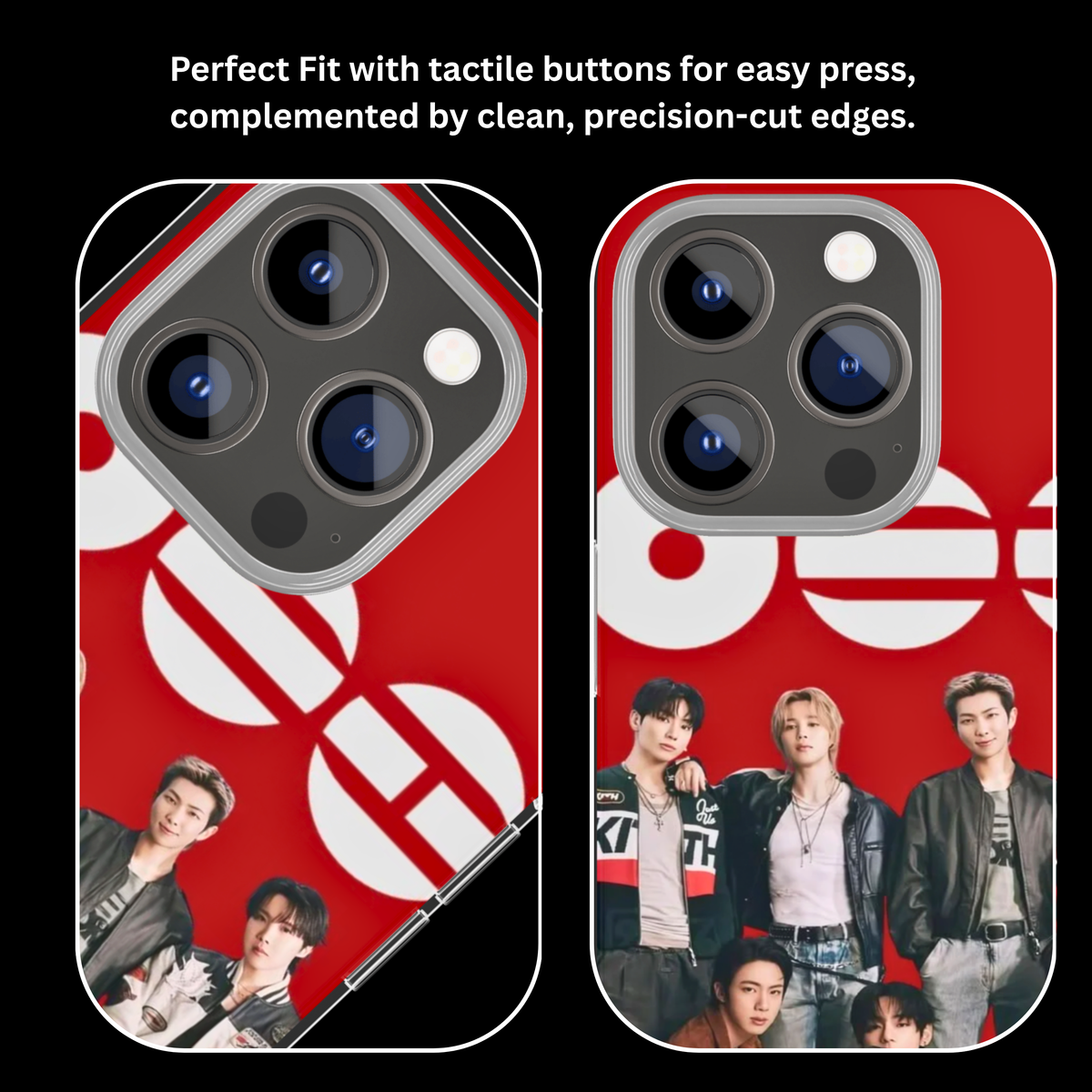 BTS Red Logo Group Photo K-Pop Aesthetic Premium Glass Covr