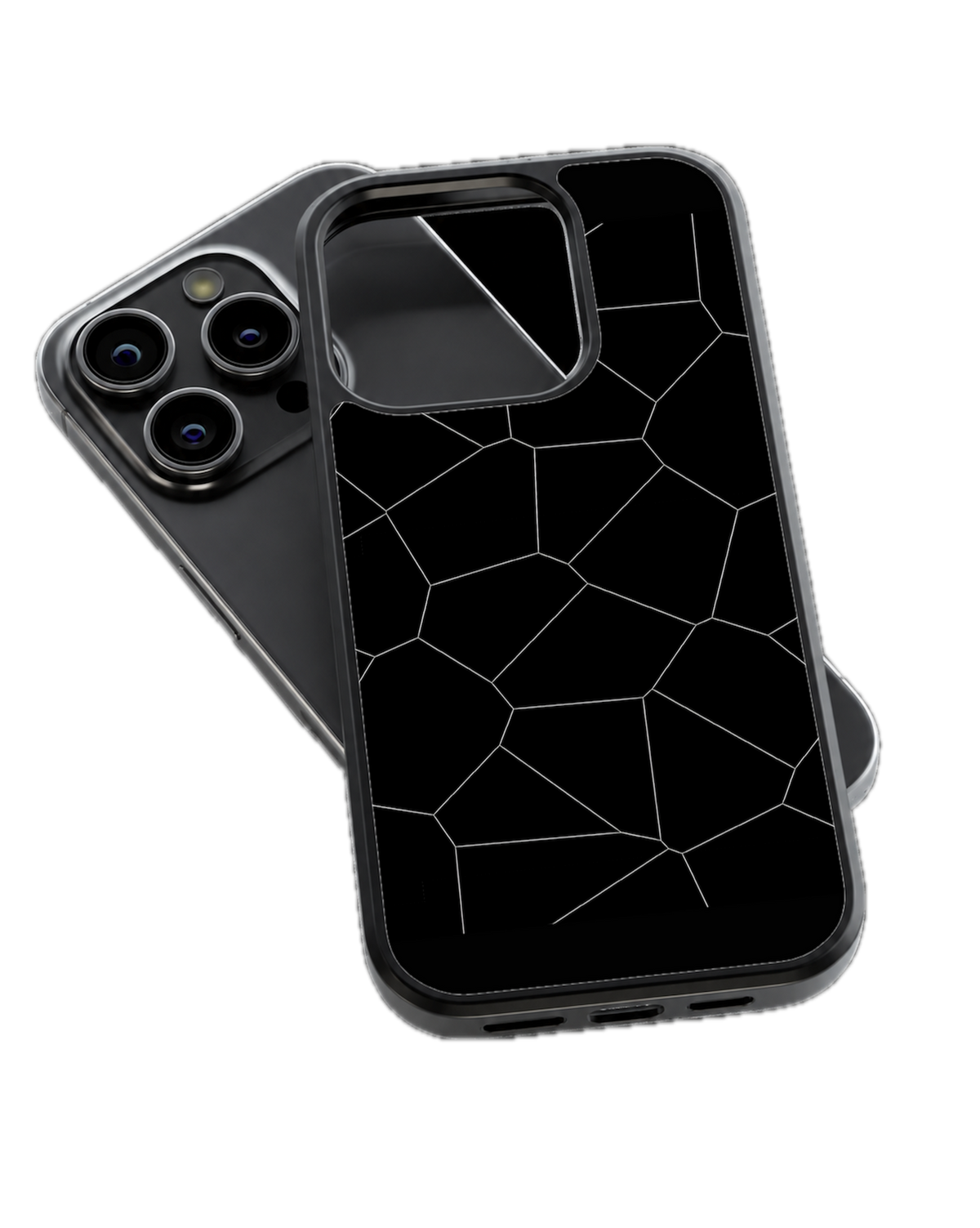 Black Geometric Line Pattern Premium Glass Phone Covr